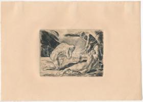 Tarjáni Simkovits Jenő (1895-1995): Akt kompozíció. Rézkarc, papír, jelzett. 9×12 cm