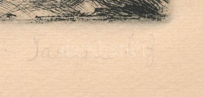 Tarjáni Simkovits Jenő (1895-1995): Akt kompozíció. Rézkarc, papír, jelzett. 9×12 cm