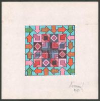Koppány Frigyes (?-?): Geometrikus alakzatok, 1982. Filctoll, papír, jelzett, kartonra kasírozva. 12x12 cm