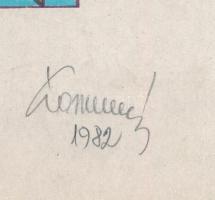 Koppány Frigyes (?-?): Geometrikus alakzatok, 1982. Filctoll, papír, jelzett, kartonra kasírozva. 12...