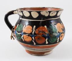 Tejesedény. Mázas cserép, Sárospatak, cca 20. sz. eleje, kis sérüléssel, d: 15 cm, m: 10 cm