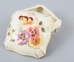 Zsolnay pillangó mintás bonbonier, jelzett, hibátlan, 7,5x7,5 cm