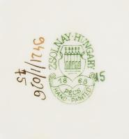 Zsolnay pillangó mintás bonbonier, jelzett, hibátlan, 7,5x7,5 cm