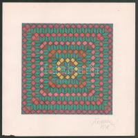 Koppány Frigyes (?-?): Geometria, 1978. Filctoll, papír, jelzett, kartonra kasírozva. 16x16 cm