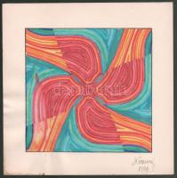 Koppány Frigyes (?-?): Örvénylő formák, 1978. Filctoll, papír, jelzett, kartonra kasírozva. 17x17 cm