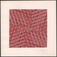 Koppány Frigyes (?-?): Op-art kompozíció, 1978. Filctoll, papír, jelzett, kartonra kasírozva. 16x16 cm