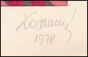 Koppány Frigyes (?-?): Op-art kompozíció, 1978. Filctoll, papír, jelzett, kartonra kasírozva. 16x16 ...