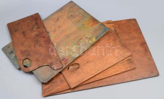 5 db antik fa festőpaletta. 34 cm ig