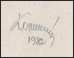 Koppány Frigyes (?-?): Geometrikus kompozíció, 1982. Filctoll, papír, jelzett, kartonra kasírozva. 1...