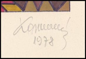 Koppány Frigyes (?-?): Geometrikus formák, 1978. Filctoll, papír, jelzett, kartonra kasírozva. 16x16...