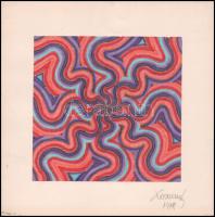 Koppány Frigyes (?-?): Hullámzó formák, 1978. Filctoll, papír, jelzett, kartonra kasírozva. 16x16 cm