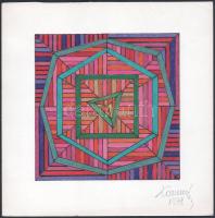 Koppány Frigyes (?-?): Geometrikus formák, 1978. Filctoll, papír, jelzett, kartonra kasírozva. 16x16 cm