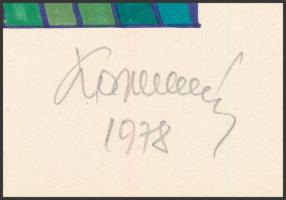 Koppány Frigyes (?-?): Geometria, 1978. Filctoll, papír, jelzett, kartonra kasírozva. 16x16 cm