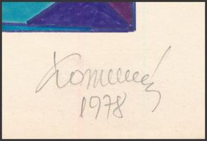 Koppány Frigyes (?-?): Körökörös kompozíció, 1978. Filctoll, papír, jelzett, kartonra kasírozva. 16x...