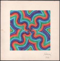 Koppány Frigyes (?-?): Hullámzó formák, 1978. Filctoll, papír, jelzett, kartonra kasírozva. 16x16 cm