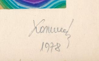 Koppány Frigyes (?-?): Hullámzó formák, 1978. Filctoll, papír, jelzett, kartonra kasírozva. 16x16 cm