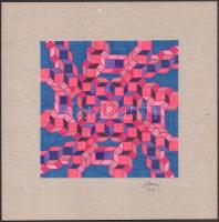 Koppány Frigyes (?-?): Variációk egy témára, 1977. Filctoll, papír, jelzett, kartonra kasírozva. 15x15 cm