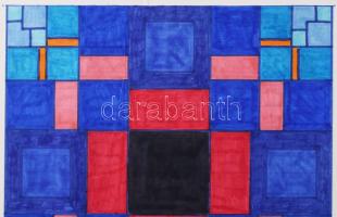 Koppány Frigyes (?-?): Geometria, 1978. Filctoll, papír, jelzett, kartonra kasírozva. 16x16 cm