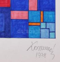 Koppány Frigyes (?-?): Geometria, 1978. Filctoll, papír, jelzett, kartonra kasírozva. 16x16 cm