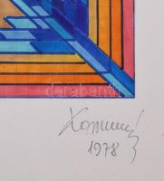 Koppány Frigyes (?-?): Geometrikus formák, 1978. Filctoll, papír, jelzett, kartonra kasírozva. 15x15...