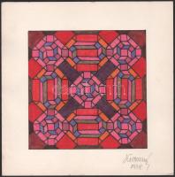 Koppány Frigyes (?-?): Geometrikus formák, 1978. Filctoll, papír, jelzett, kartonra kasírozva. 16x16 cm
