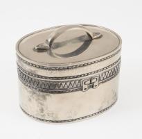 Bársony bélésű fém ékszeres doboz, 13x10x10 cm