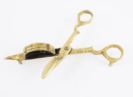 Antik réz gyertyaoltó olló, h: 16 cm