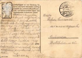 1933 Indanthren textilfesték német reklámlap cserkészekkel, mosás és időjárásálló viselet / German I...