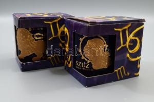 Royal Studio Collection 2 darab horoszkópos bögre, oroszlán és szűz jegyekkel, dobozában, m: 10 cm