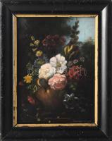Jelzés nélkül: Csendélet. Olaj, fatábla, dekoratív fakeretben, 24×18 cm