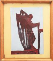 Jelzés nélkül: Angyal. Olaj, karton, üvegezett fakeretben, hátoldalán címkén Kondor Béla nyomtatott felirattal, 24×18 cm