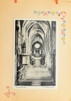 A Pannonhalmi Főapátságról készített egyedi album, 17 db beragasztott fotóval/képeslappal, zsinórfűz...