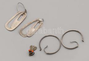 Ezüst (Ag) 2 darab fülbevaló pár és egy függő, közte jelzett, bruttó 6,7 g