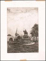 Simon Zoltán (1950-): Halászbástya. Rézkarc, papír, jelzett, számozott (2/100), lap szélén paszpartuzás nyomaival, 27×18 cm