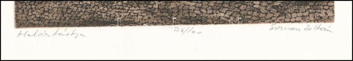 Simon Zoltán (1950-): Halászbástya. Rézkarc, papír, jelzett, számozott (36/100), 27×18 cm