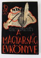 1935 A Magyarság című újság évkönyve, pár lapon kivágással, kopott papírkötésben