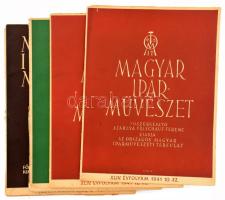 1937-1941 Magyar Iparművészet folyóirat 8 darab száma, egy sérült példánnyal, de összességében jó állapotban.