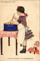 1915 Gombócot főzünk a mi sebesültjeinknek / Cooking girl, doll, B.K.W.I. 364-2. s: Mela Koehler (EK)
