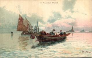 Venice boat litho
