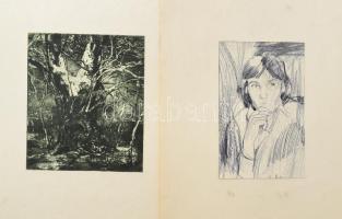 Simon Zoltán (1950-), össz. 4 db grafika: Nyárfák, vízparti táj, portré és tájkép. Rézkarc, papír, 2...