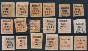 1901-1914 18 db Hírlapbélyeg Budapesti Hírlap előérvénytelenítéssel