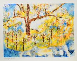 Dobay Zsuzsa (Susan Dobay, 1937-): Lebegő táj (cím nélkül). Nyomat, papír, jelzett, számozott (12/16...