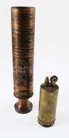 Töltényhüvely váza és töltényből készült öngyújtó, m: 10-20 cm