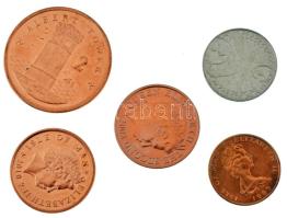 Man-sziget 1983-2017. 1/2p-5p "II. Erzsébet" (4xklf) + Jersey 2008. 1p "II. Erzsébet" T:AU Isle of Man 1983-2017. 1/2 Penny - 5 Pence "Elizabeth II" (4xklf) + Jersey 2008. 1 Pence "Elizabeth II" C:AU