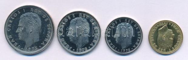 Spanyolország 1979. 1P - 50P "I. János Károly" (4xklf) kapszulákban T:AU (eredetileg PP) Spain 1979. 1 Peseta - 50 Pesetas "Juan Carlos I" (4xdiff) in capsules C:AU (originally PP)