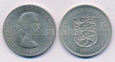 Nagy-Britannia 1965. 1C Cu-Ni "Churchill" + Jersey 1966. 5Sh Cu-Ni "A hastingsi csata 900. évfordulója" T:AU,XF United Kingdom 1965. 1 Crown Cu-Ni "Churchill" + Jersey 1966. 5 Shillings Cu-Ni "900th anniversary of the Battle of Hastings" C:AU,XF