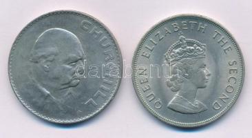 Nagy-Britannia 1965. 1C Cu-Ni "Churchill" + Jersey 1966. 5Sh Cu-Ni "A hastingsi csata...