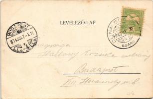 1904 Üröm, látkép, Fő utca, templom, orosz kápolna. T. J. kiadása (szakadás / tear)