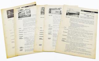 cca 1980 Színháztechnikai Fórum - Színházi műszaki adatlapok, 5 db magyar színházakat ismertető kiadvány