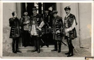 Győr, díszmagyarban, ünnepség. Dobos photo (ragasztónyom / glue mark)